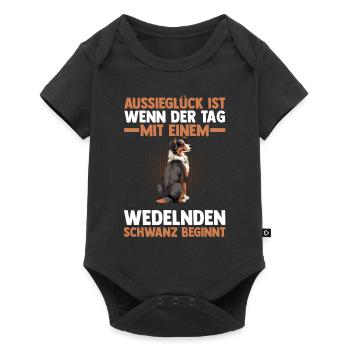 Australian Shepherd Hund Aussie - Baby Premium Kurzarmbody - Schwarz - Vorne