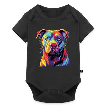 Wasserfarben Farbenfroher Staffordshire - Baby Premium Kurzarmbody - Schwarz - Vorne