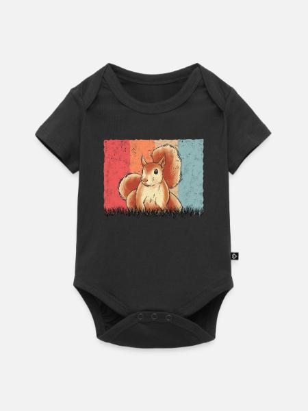 Eichhörnchen Retro Squirrel - Baby Premium Kurzarmbody - Schwarz