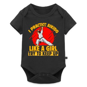 Je pratique l’Aïkido comme une fille qui essaie de suivre - Body à manches courtes Premium Bébé - noir - Devant