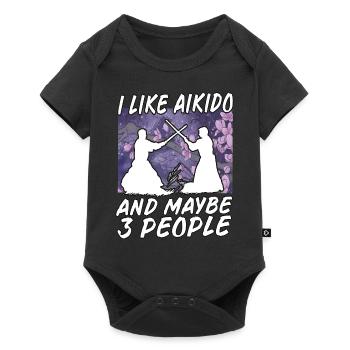 J’aime l’Aïkido et peut-être 3 personnes - Body à manches courtes Premium Bébé - noir - Devant