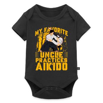 Mein Lieblingsonkel trainiert Aikido - Baby Premium Kurzarmbody - Schwarz - Vorne