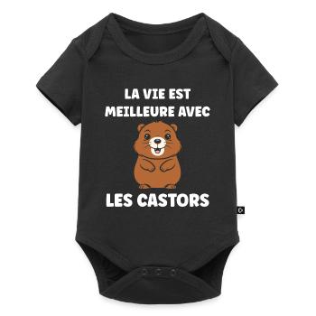 Humour petit castor - Body à manches courtes Premium Bébé - noir - Devant