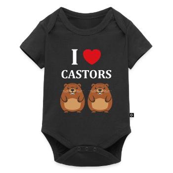 Humour petit castor - Body à manches courtes Premium Bébé - noir - Devant