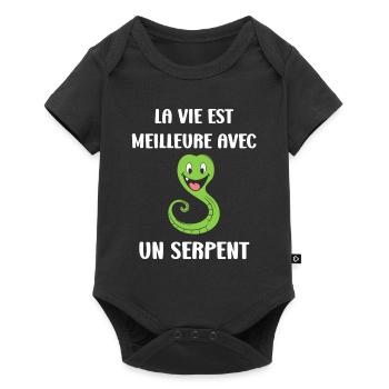 Humour petit serpent - Body à manches courtes Premium Bébé - noir - Devant