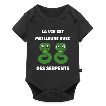 Humour petit serpent - Body à manches courtes Premium Bébé - noir - Devant