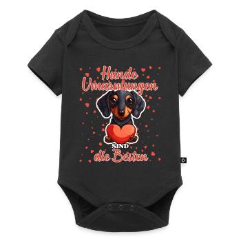 Hunde Umarmungen sind die Besten - Dackel Liebe - Baby Premium Kurzarmbody - Schwarz - Vorne