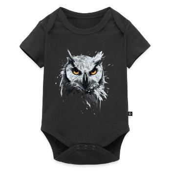Owl - artwork with grunge effect for owls - Baby Premium short-sleeve bodysuit - black - Front