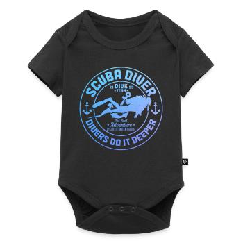 Plongée drôle Vintage plongeur cadeau - Body à manches courtes Premium Bébé - noir - Devant