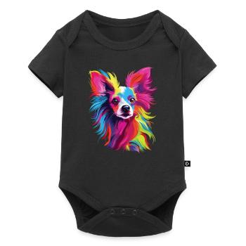 Watercolor Colorful Chinese Crested Dog - Baby Premium short-sleeve bodysuit - black - Front
