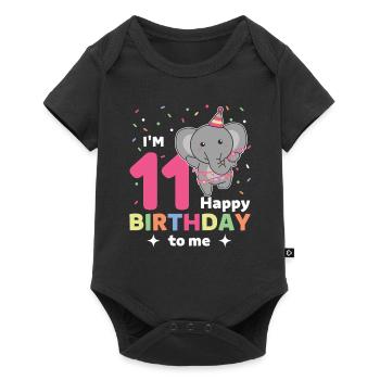 Eléphant pour les 11 ans pour les enfants de onze ans - Body à manches courtes Premium Bébé - noir - Devant