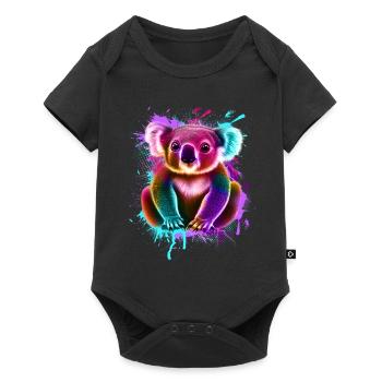 Koala Graffiti Bunt - Baby Premium Kurzarmbody - Schwarz - Vorne