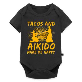 Les tacos et l’aïkido me rendent heureux - Body à manches courtes Premium Bébé - noir - Devant