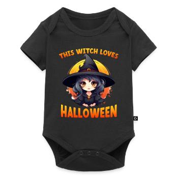 This Witch Loves Halloween Kawaii Girl Witch Hat - Baby Premium Kurzarmbody - Schwarz - Vorne