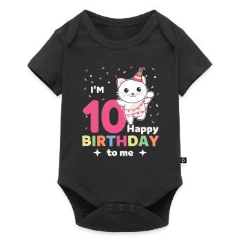 Chat pour les 10 ans pour les enfants de dix ans - Body à manches courtes Premium Bébé - noir - Devant