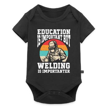 Schweißen Spruch Metallarbeiter Schweißer Papa - Baby Premium Kurzarmbody - Schwarz - Vorne