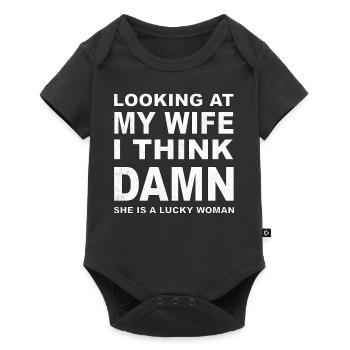Looking at my wife I think she is a lucky woman - Baby Premium short-sleeve bodysuit - black - Front