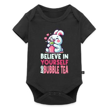 Kawaii Rabbit Bubble Tea Believe In Yourself - Baby Premium short-sleeve bodysuit - black - Front