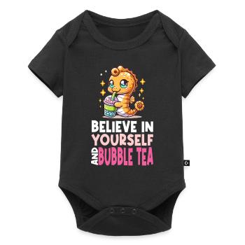 Kawaii Sea Horse Bubble Tea Boba Milk Tea - Baby Premium short-sleeve bodysuit - black - Front