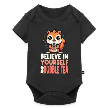 Kawaii Squirrel Bubble Tea Croyez en vous - Body à manches courtes Premium Bébé - noir - Devant