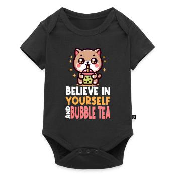 Kawaii Cat Bubble Tea Boba Drink Korean Asian - Baby Premium short-sleeve bodysuit - black - Front