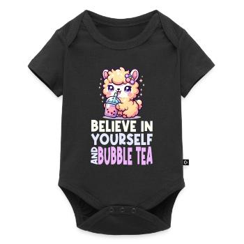 Kawaii Llama Bubble Tea Boba Asian Inspired Design - Baby Premium short-sleeve bodysuit - black - Front