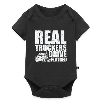 De vrais camionneurs conduisent des remorques à plateau - Body à manches courtes Premium Bébé - noir - Devant