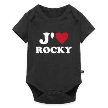 J'aime Rocky Coeur Chien Cadeau Saint Valentine - Body à manches courtes Premium Bébé - noir - Devant