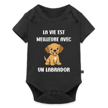 Petit chien humour labrador - Body à manches courtes Premium Bébé - noir - Devant