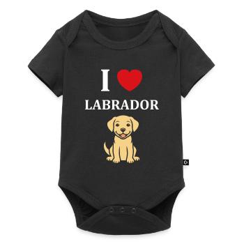 Petit chien humour labrador - Body à manches courtes Premium Bébé - noir - Devant