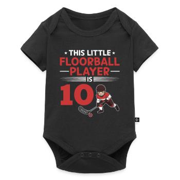 Kids Floorball Player 10th Birthday Floorball Play - Baby Premium Kurzarmbody - Schwarz - Vorne