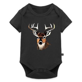 Rothirsch Geweih mit Hirschgeweih - Baby Premium Kurzarmbody - Schwarz - Vorne