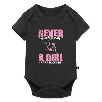 Never underestimate a Black Belt Girl Aikido - Baby Premium Kurzarmbody - Schwarz - Vorne