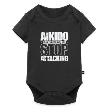 Aikido it only Hurts until you Stop Attacking - Baby Premium Kurzarmbody - Schwarz - Vorne