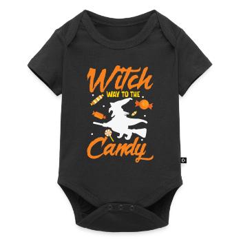 Witch Way To The Candy Spooky Candy Corn Halloween - Baby Premium Kurzarmbody - Schwarz - Vorne