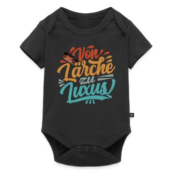 Retro Förster Waldarbeiter Spruch - Lärche - Baby Premium Kurzarmbody - Schwarz - Vorne