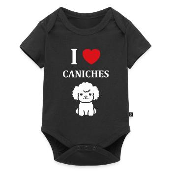 Humour chien petit caniche - Body à manches courtes Premium Bébé - noir - Devant