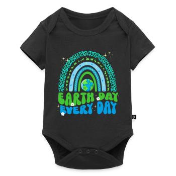 Earth Day Groovy Hippie 70s Retro Retro - Baby Premium short-sleeve bodysuit - black - Front