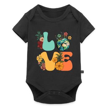 Earth Day Groovy Hippie 70s Retro Retro - Baby Premium short-sleeve bodysuit - black - Front