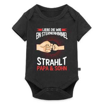Papa Sohn Vater Familie Geschenk - Baby Premium Kurzarmbody - Schwarz - Vorne