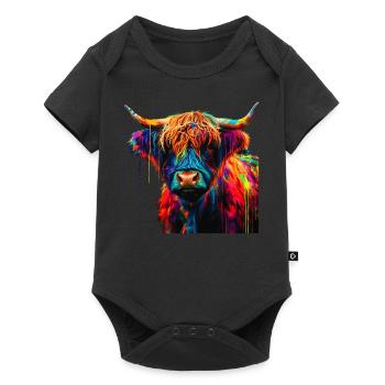 Mignon Highland Vache Scottish Highlands Coloré - Body à manches courtes Premium Bébé - noir - Devant
