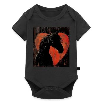 Amour Chevaux Coeur Produit Équestre Cow Girl - Body à manches courtes Premium Bébé - noir - Devant
