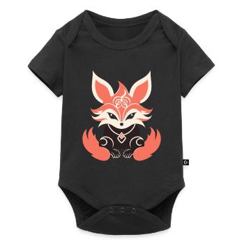 Humour petit renard japonais kitsune - Body à manches courtes Premium Bébé - noir - Devant