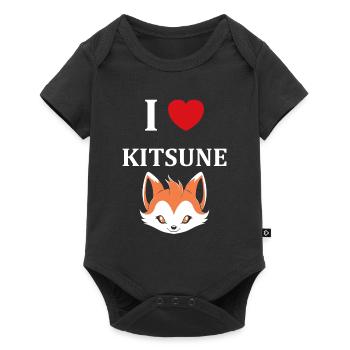 Humour petit renard japonais kitsune - Body à manches courtes Premium Bébé - noir - Devant