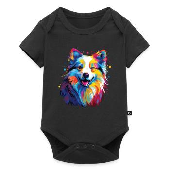 Aquarelle coloré chien esquimau américain - Body à manches courtes Premium Bébé - noir - Devant
