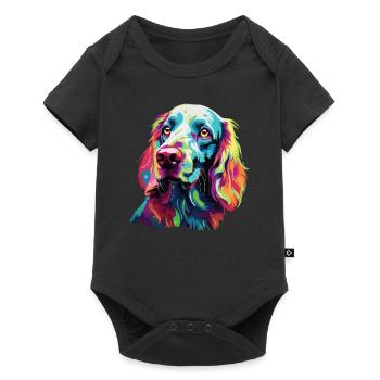 Aquarelle colorée Setter anglais - Body à manches courtes Premium Bébé - noir - Devant