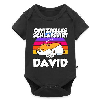 Offizielles Schlafshirt Von David - Baby Premium Kurzarmbody - Schwarz - Vorne