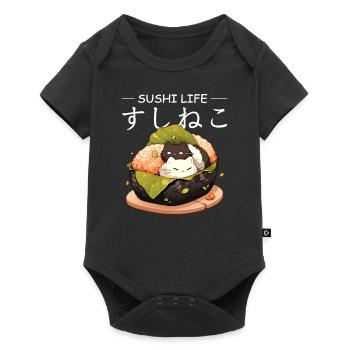Sushi Life Cute Cats Anime Food Japanese Kanji - Baby Premium Kurzarmbody - Schwarz - Vorne