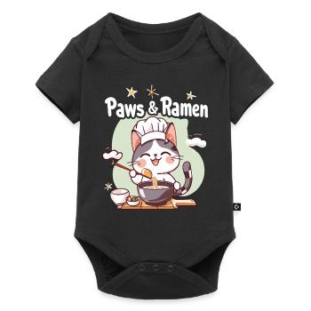 Pattes et Ramen Chats Drôles Dictons D’animaux - Body à manches courtes Premium Bébé - noir - Devant