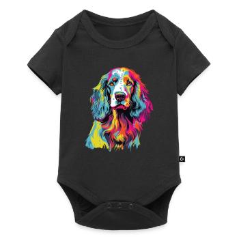 Aquarelle colorée Setter anglais - Body à manches courtes Premium Bébé - noir - Devant